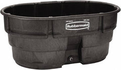 Rubbermaid - 150 Gallon Black Oval Plastic Stock Tank - 25" High x 39" Diam - Apex Tool & Supply