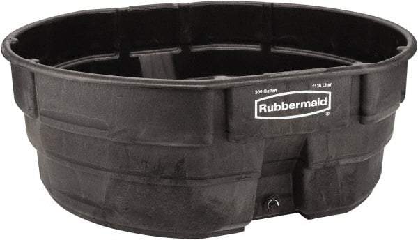 Rubbermaid - 300 Gallon Black Oval Plastic Stock Tank - 25" High x 69" Diam - Apex Tool & Supply