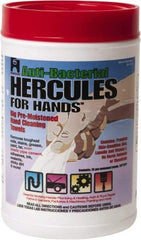 Hercules - Pre-Moistened Hand Cleaning Wipes - Canister, 12" x 10" Sheet Size, White - Apex Tool & Supply