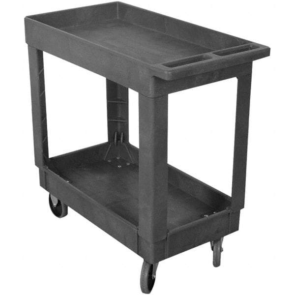 Wesco Industrial Products - 500 Lb Capacity, 17-3/8" Wide x 34-1/4" Long x 32-1/2" High Service Cart - 2 Shelf, Plastic, TPR Casters - Apex Tool & Supply