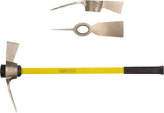 Ampco - 5 Lb Head Nonsparking Mattock - 36-1/4" OAL, 16" Long Blade, Fiberglass Straight Handle - Apex Tool & Supply