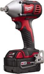 Milwaukee Tool - 1/2" Drive 18 Volt Pistol Grip Cordless Impact Wrench & Ratchet - 0 to 2,200 RPM, 0 to 3,350 BPM, 183 Ft/Lb Torque, 2 Lithium-Ion Batteries Included - Apex Tool & Supply