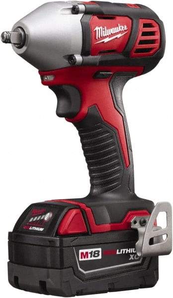 Milwaukee Tool - 3/8" Drive 18 Volt Pistol Grip Cordless Impact Wrench & Ratchet - 0 to 2,200 RPM, 0 to 3,200 BPM, 167 Ft/Lb Torque, 2 Lithium-Ion Batteries Included - Apex Tool & Supply
