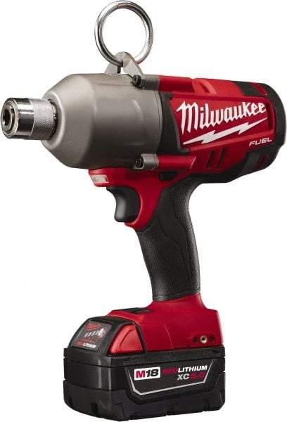 Milwaukee Tool - 7/16" Drive 18 Volt Pistol Grip Cordless Impact Wrench & Ratchet - 1,700 RPM, 0 to 2,300 BPM, 500 Ft/Lb Torque, 2 Lithium-Ion Batteries Included - Apex Tool & Supply