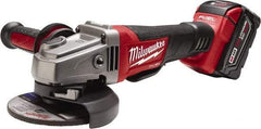 Milwaukee Tool - 4-1/2 & 5" Wheel Diam, 8,500 RPM, Cordless Angle & Disc Grinder - 5/8-11 Spindle, 18 Volts - Apex Tool & Supply