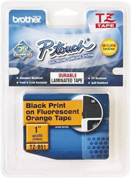 Brother - 1" Wide, Fluorescent Orange Tape Cassette - For Label Maker - Apex Tool & Supply