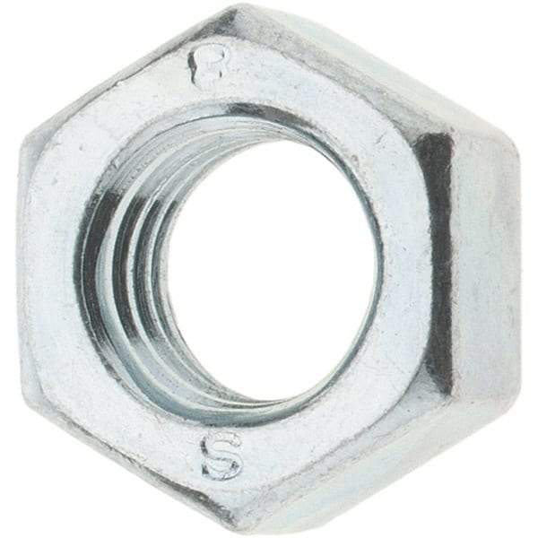 Value Collection - M8x1.25 Metric Coarse Steel Right Hand Hex Nut - 12mm Across Flats, 6.5mm High, Zinc-Plated Finish - Apex Tool & Supply