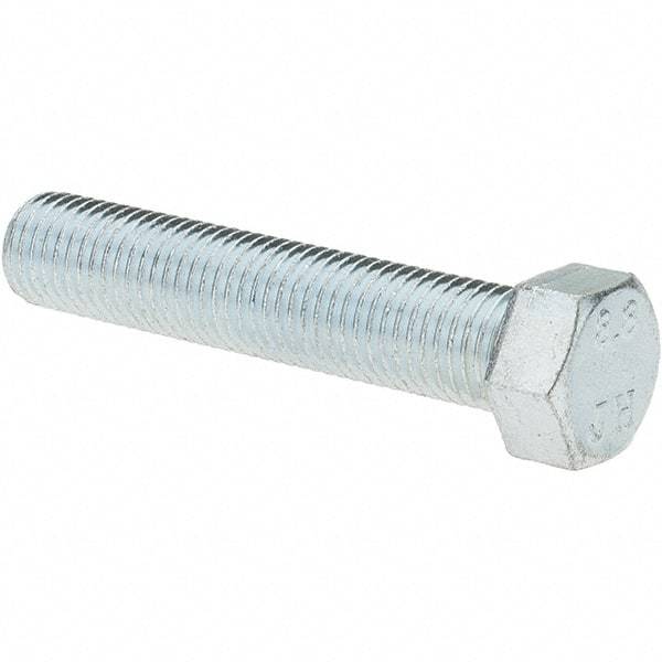 Value Collection - M10x1.25mm Metric Fine, 50mm Length Under Head Hex Head Cap Screw - Partially Threaded, Grade 8.8 Steel, Zinc-Plated Finish, 17mm Hex - Apex Tool & Supply