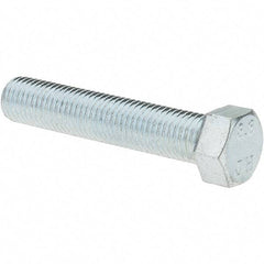 Value Collection - M10x1.25mm Metric Fine, 50mm Length Under Head Hex Head Cap Screw - Partially Threaded, Grade 8.8 Steel, Zinc-Plated Finish, 17mm Hex - Apex Tool & Supply