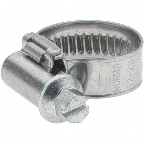 Value Collection - 12 to 20mm Diam, Stainless Steel Worm Drive Clamp - 9mm Wide - Apex Tool & Supply