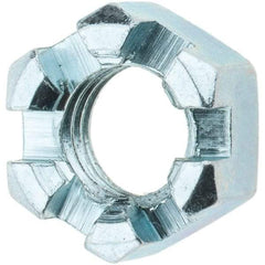 Value Collection - 1/2-13 UNC Grade 2 Steel Slotted Locknut - 3/4" Width Across Flats, 7/16" High, Zinc-Plated Finish - Apex Tool & Supply