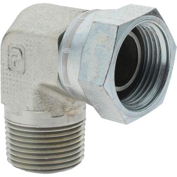 Parker - 3/4-14 Male NPTF Steel Hydraulic Hose Swivel - 3,000 psi, -12 Hose Size, 3/4" Hose Diam - Apex Tool & Supply