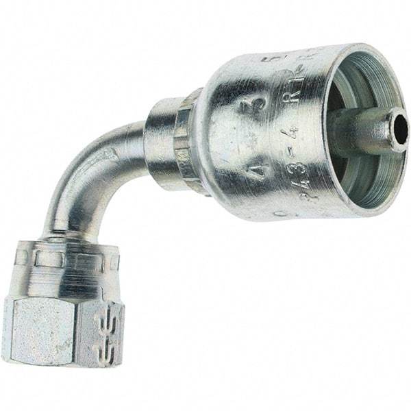 Parker - 1/2-20 Female JIC Steel Hydraulic Hose Female JIC Swivel & 90° Elbow - -4 Hose Size, 1/4" Hose Diam - Apex Tool & Supply