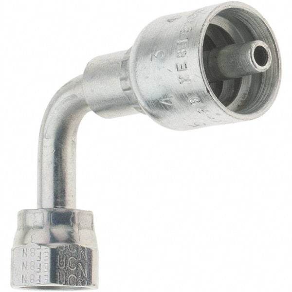Parker - Seal-Lok Steel Hydraulic Hose Female Seal-Lok Swivel & 90° Elbow - -4 Hose Size, 1/4" Hose Diam - Apex Tool & Supply