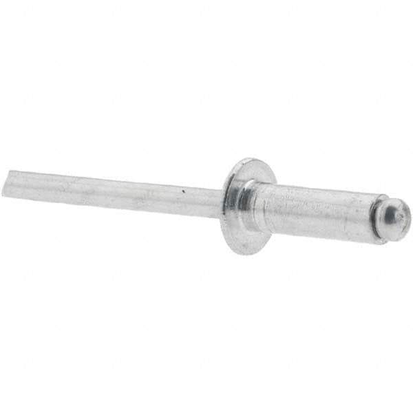 Made in USA - Dome Head Aluminum Open End Blind Rivet - Aluminum Mandrel, 1/4" to 3/8" Grip, 3/8" Head Diam, 9/16" Length Under Head, - Apex Tool & Supply