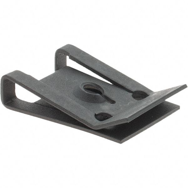 Value Collection - #6 Screw, 0.025 to 1/8" Thick, Spring Steel U Nut - 3/8" Center Edge, Black Phosphate Finish - Apex Tool & Supply