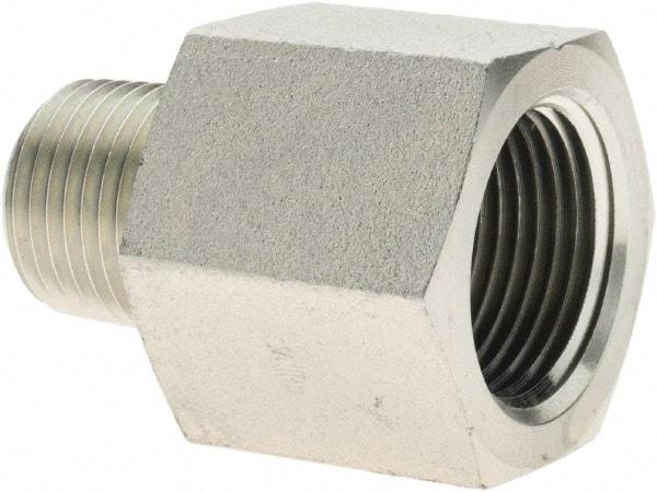 Parker - 1/2 Male Thread x 3/4 Female Thread, Steel Industrial Pipe Adapter - MNPTF x FNPTF, 4,000 psi - Apex Tool & Supply