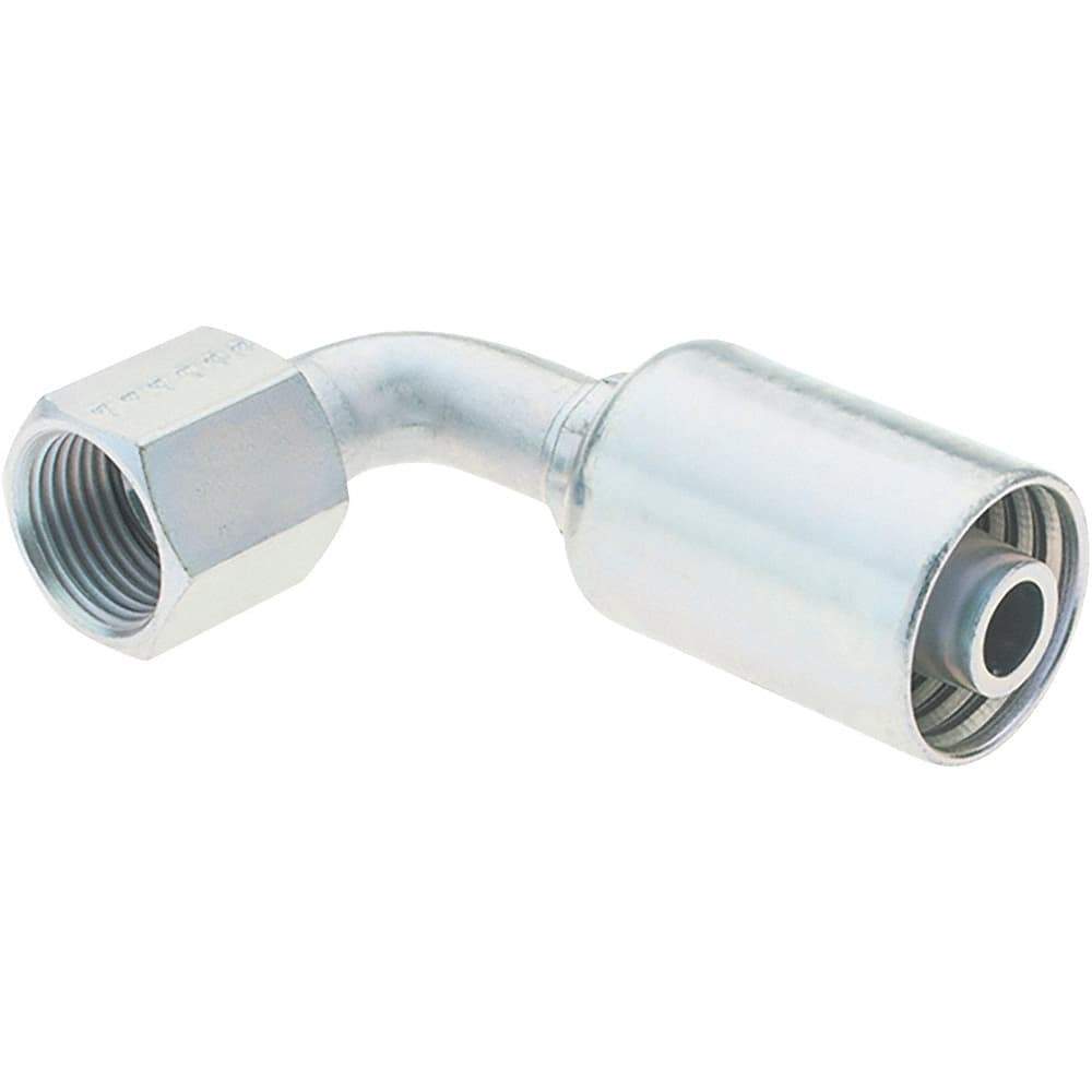 Parker - 3/4-16 Female JIC Steel Hydraulic Hose Female JIC Swivel & 90° Elbow - -8 Hose Size, 1/2" Hose Diam - Apex Tool & Supply