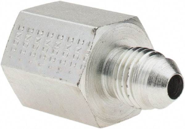 Parker - 1/4" Tube OD, 37° Steel Flared Tube Female Adapter - 1/4-18 NPTF, Flare x NPTF Ends - Apex Tool & Supply