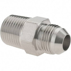 Parker - 1/2" Tube OD, 37° Stainless Steel Flared Tube Male Adapter - 1/2-14 NPTF, Flare x NPTF Ends - Apex Tool & Supply