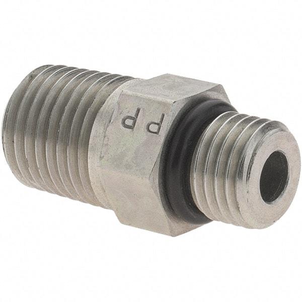 Parker - 7/16-20 SAE ORB Steel Hydraulic Hose Adapter - 6,000 psi, -4 Hose Size, 1/4" Hose Diam - Apex Tool & Supply