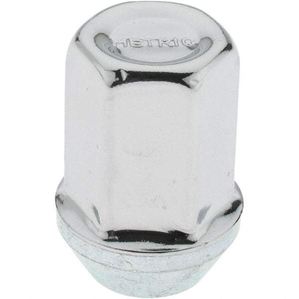 Value Collection - M12-1.5 Stainless Steel Finish Capped Wheel Nut - 19mm Hex, 32mm Overall Length, 60° Seat Angle - Apex Tool & Supply
