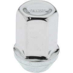Value Collection - M12-1.5 Stainless Steel Finish Capped Wheel Nut - 19mm Hex, 32mm Overall Length, 60° Seat Angle - Apex Tool & Supply