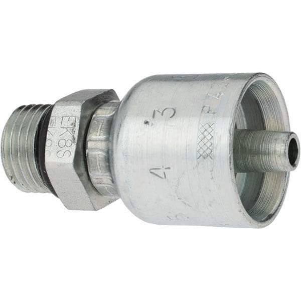 Parker - 9/16-18 Male ORB Steel Hydraulic Hose Male Rigid Fitting - -4 Hose Size, 1/4" Hose Diam - Apex Tool & Supply