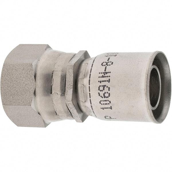 Parker - 3/4-16 Female JIC Stainless Steel Hydraulic Hose Female JIC 37° Swivel & Straight Fitting - -10 Hose Size, 5/8" Hose Diam - Apex Tool & Supply