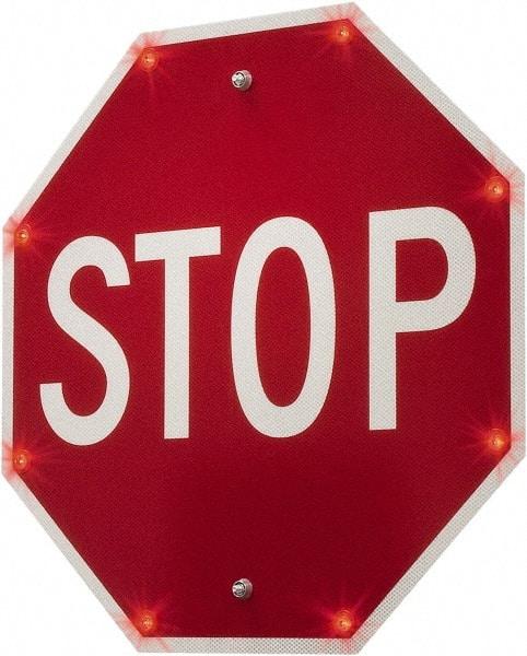 TAPCO - "Stop", 30" Wide x 30" High, Metal Stop & Yield Signs - White on Red, Diamond Grade Reflectivity, Octagon, Post Mount - Apex Tool & Supply