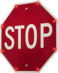 TAPCO - "Stop", 30" Wide x 30" High, Metal Stop & Yield Signs - White on Red, Diamond Grade Reflectivity, Octagon, Post Mount - Apex Tool & Supply