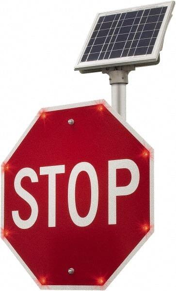 TAPCO - "Stop", 36" Wide x 36" High, Metal Stop & Yield Signs - White on Red, Diamond Grade Reflectivity, Octagon, Post Mount - Apex Tool & Supply