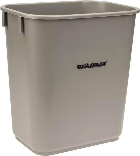 PRO-SOURCE - 14 Qt Gray Rectangle Trash Can - Polyethylene, 12-1/4" High x 8-1/4" Long x 11-1/4" Wide - Apex Tool & Supply