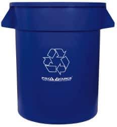 PRO-SOURCE - 20 Gal Blue Round Recycling Container - Polyethylene, 23" High - Apex Tool & Supply