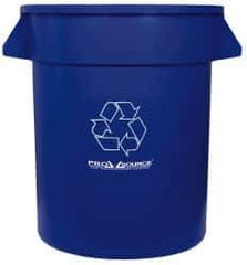 PRO-SOURCE - 20 Gal Blue Round Recycling Container - Polyethylene, 23" High - Apex Tool & Supply