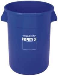 PRO-SOURCE - 20 Gal Blue Round Trash Can - Polyethylene, 22-1/2" High - Apex Tool & Supply