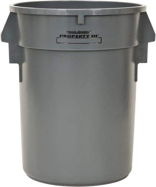 PRO-SOURCE - 32 Gal Round Trash Can - 31-3/4 Inch High, Gray, Polyethylene, Vented Rib Style, USDA Approved - Apex Tool & Supply