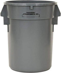 PRO-SOURCE - 32 Gal Round Trash Can - 31-3/4 Inch High, Gray, Polyethylene, Vented Rib Style, USDA Approved - Apex Tool & Supply