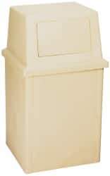 PRO-SOURCE - 35 Gal Beige Rectangle Trash Can - Polyethylene, 39-1/2" High - Apex Tool & Supply