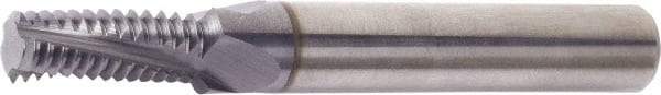Vargus - 10-32 UN, 0.121" Cutting Diam, 3 Flute, Solid Carbide Helical Flute Thread Mill - Internal Thread, 5/16" LOC, 2" OAL, 1/8" Shank Diam - Apex Tool & Supply
