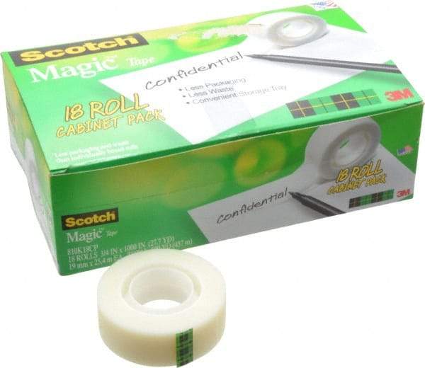 3M - 3/4" x 27.78 Yd Clear Acrylic Adhesive Transparent Tape - Cellulose Acetate Backing, 1.5 mil Thick, Series 810 - Apex Tool & Supply