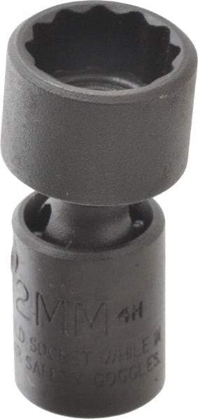 Proto - 1/4" Drive 12mm Standard Universal Impact Socket - 12 Points, 1-19/32" OAL - Apex Tool & Supply