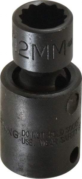 Proto - 3/8" Drive 12mm Standard Universal Impact Socket - 6 Points, 2" OAL - Apex Tool & Supply