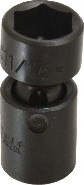Proto - 3/8" Drive 11/16" Standard Universal Impact Socket - 6 Points, 2" OAL - Apex Tool & Supply