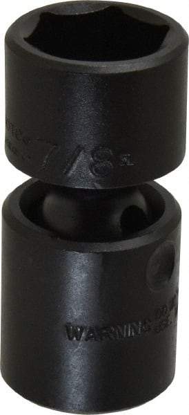 Proto - 1/2" Drive 7/8" Standard Universal Impact Socket - 6 Points, 2-19/32" OAL - Apex Tool & Supply