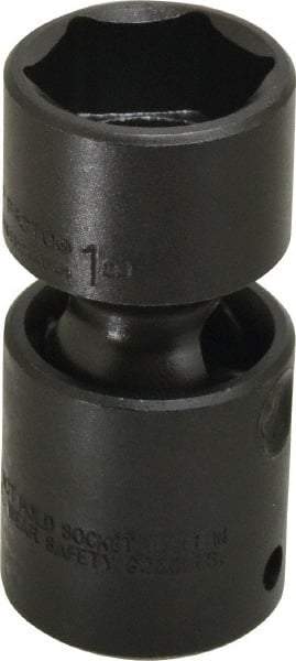 Proto - 1/2" Drive 1" Standard Universal Impact Socket - 6 Points, 2-29/32" OAL - Apex Tool & Supply