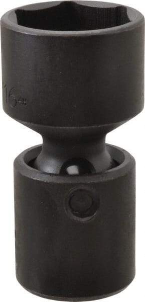 Proto - 1/2" Drive 1-3/16" Standard Universal Impact Socket - 6 Points, 3-3/32" OAL - Apex Tool & Supply