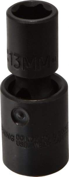 Proto - 1/2" Drive 13mm Standard Universal Impact Socket - 6 Points, 2-19/32" OAL - Apex Tool & Supply