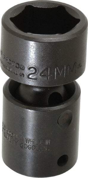 Proto - 1/2" Drive 24mm Standard Universal Impact Socket - 6 Points, 2-11/16" OAL - Apex Tool & Supply