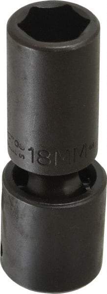 Proto - 1/2" Drive 18mm Deep Universal Impact Socket - 6 Points, 3-1/2" OAL - Apex Tool & Supply